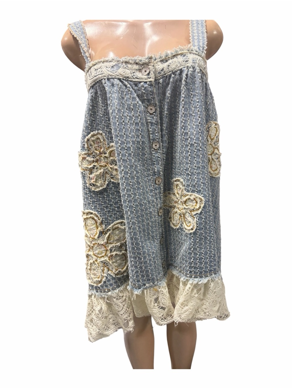 Pol Blue Crochet Lace Trim Tank Dress - Picture 3 of 8